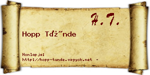 Hopp Tünde névjegykártya